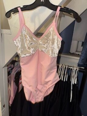Pink Velvet Accent Leotard